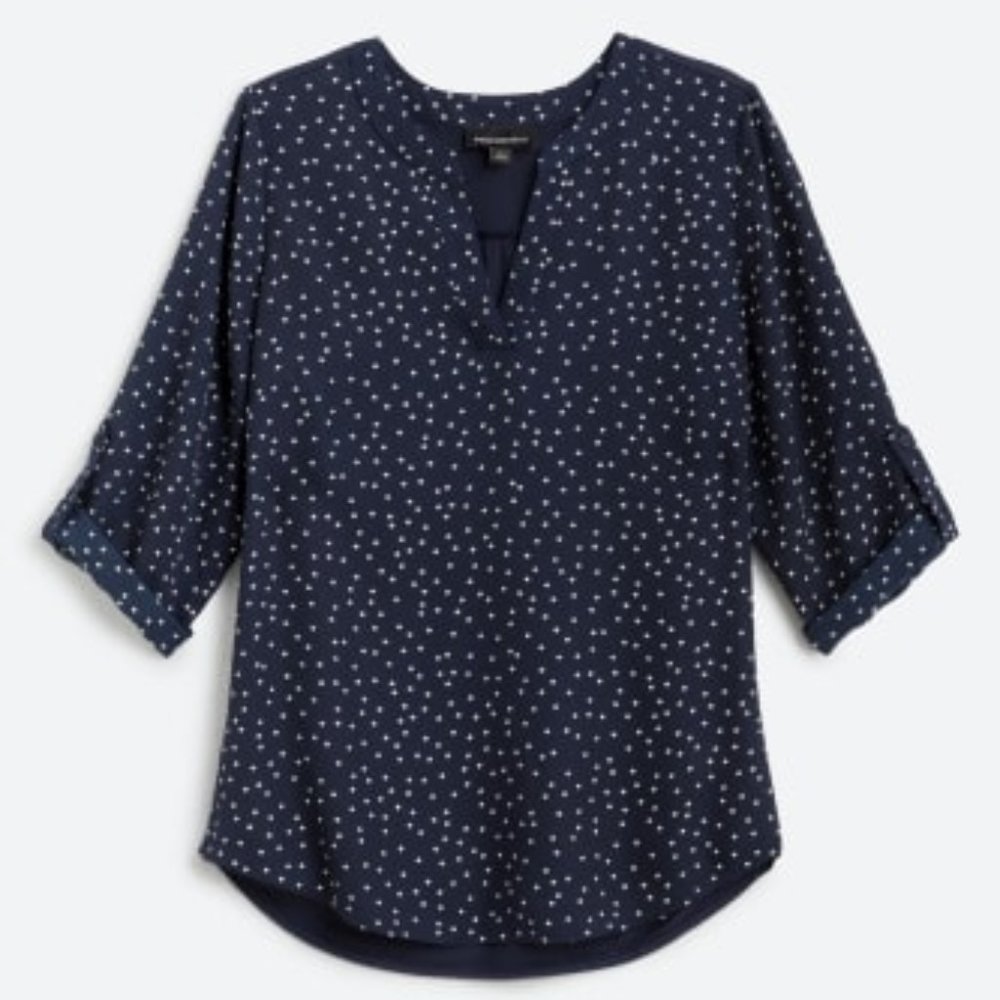 Fortune + Ivy Tulsa Mixed Material Blouse Navy M - Stitch Fix